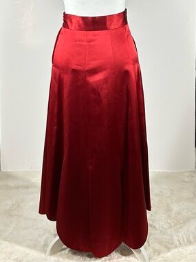 WE11DONE 100% Silk Scalloped Petal Hem Midi Skirt Red S Archive Luxury